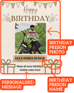 Personalized birthday donation poster with birthday person photo, custom name, and birthday message for wishes video celebration