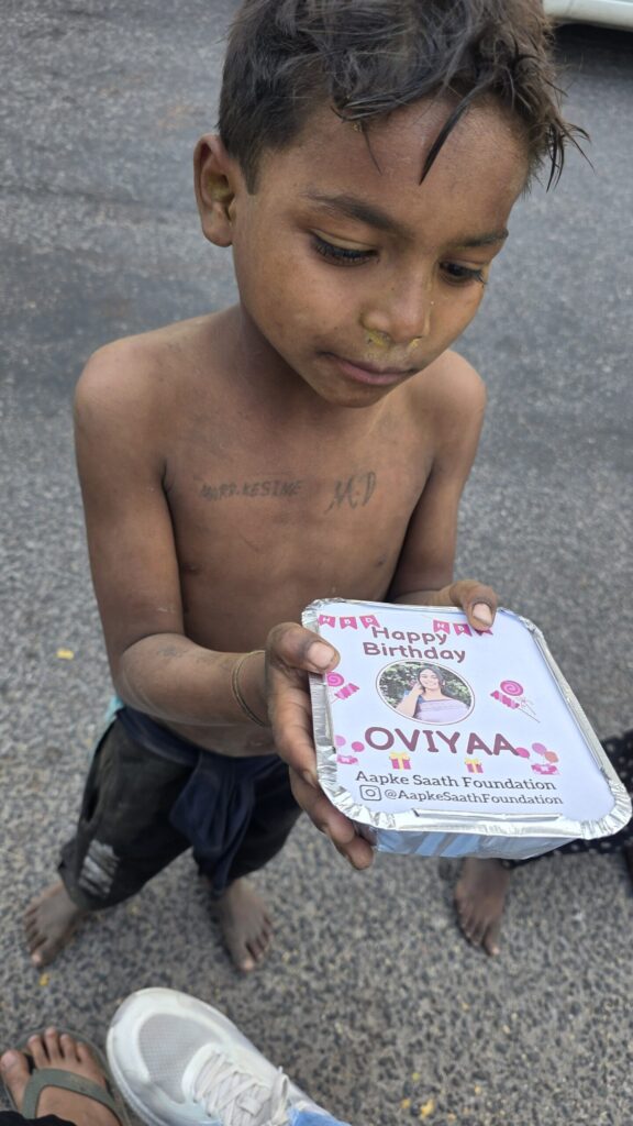 food donation to homeless kids on birthday in india noida